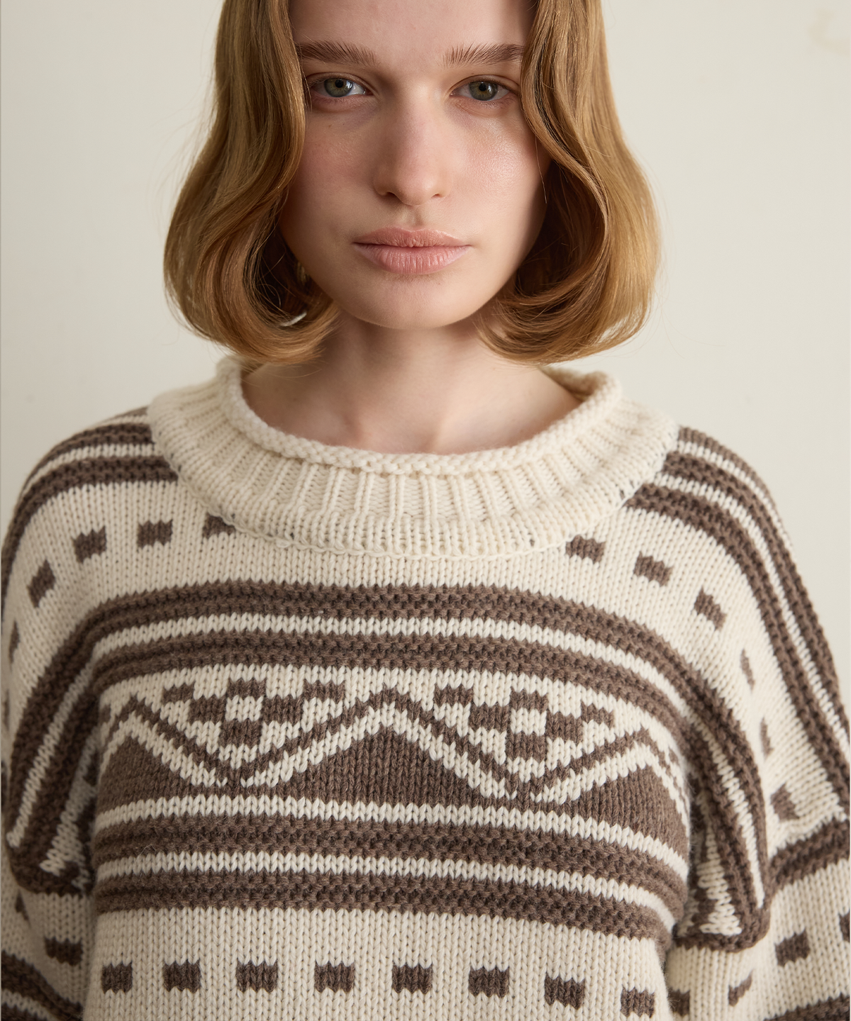 펀프롬펀(FUNFROMFUN) Nomad Fair Isle Pullover, Brown