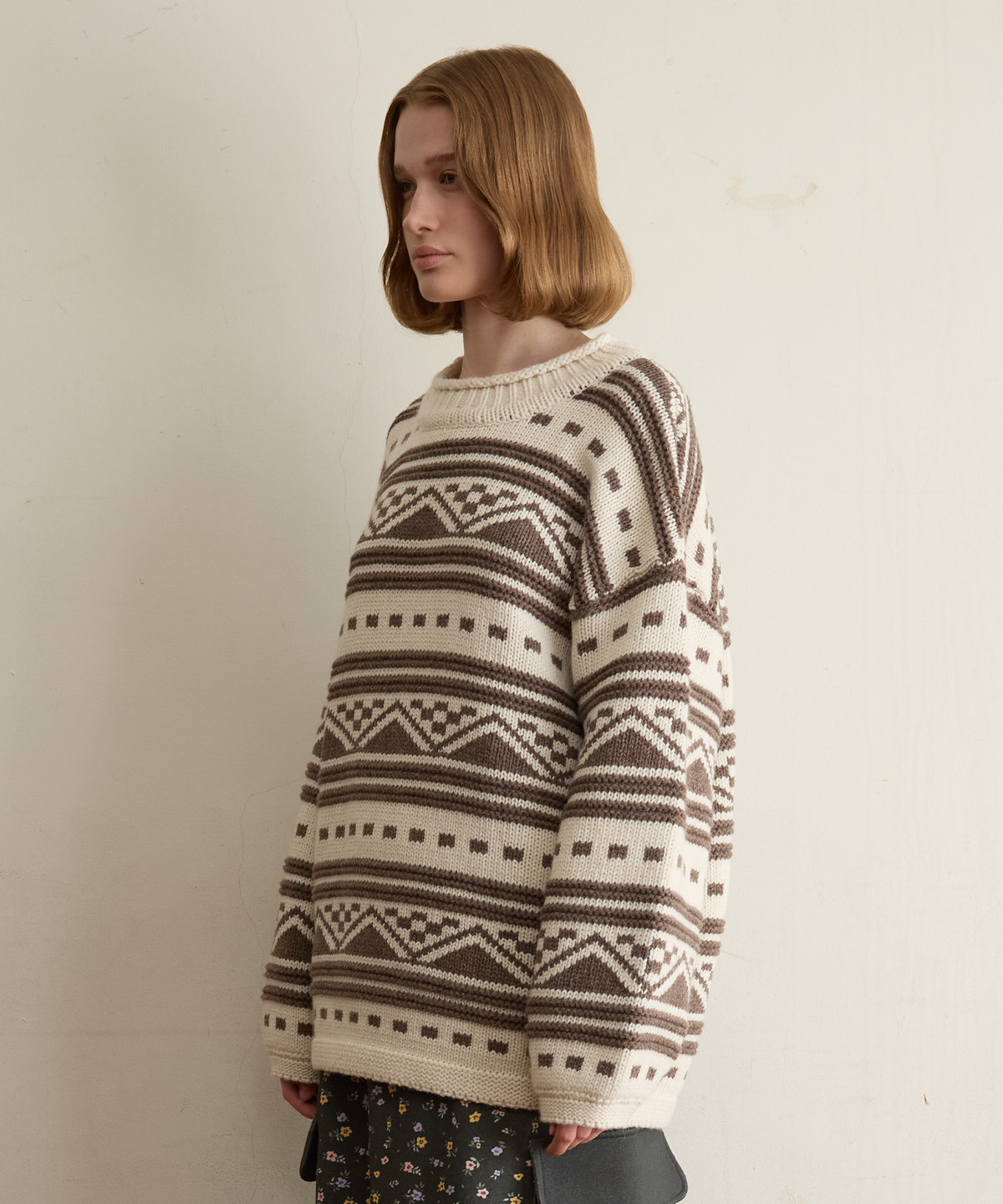 펀프롬펀(FUNFROMFUN) Nomad Fair Isle Pullover, Brown