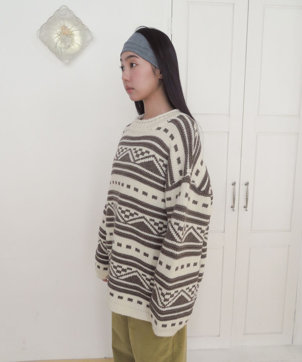 펀프롬펀(FUNFROMFUN) Nomad Fair Isle Pullover, Brown