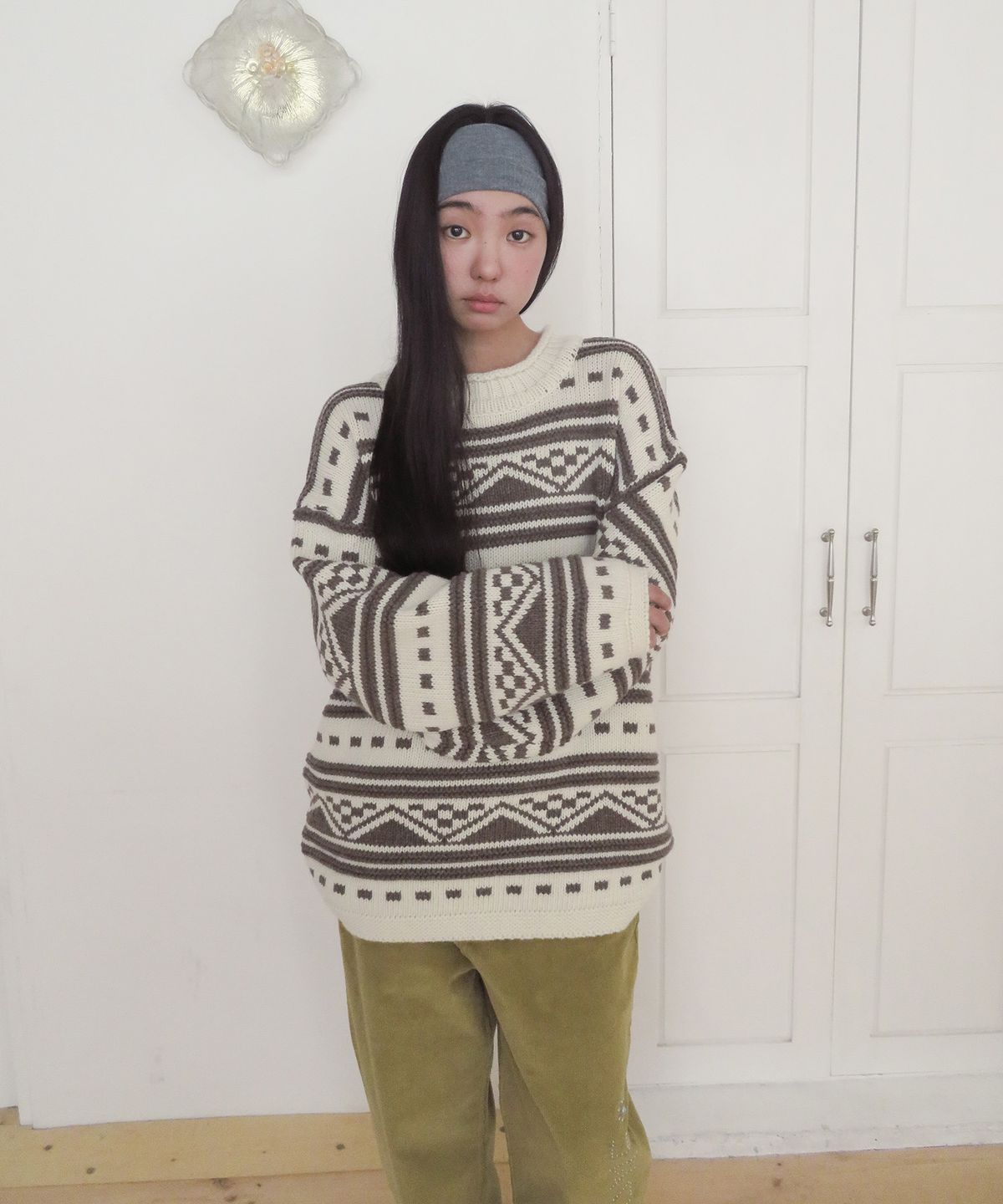 펀프롬펀(FUNFROMFUN) Nomad Fair Isle Pullover, Brown