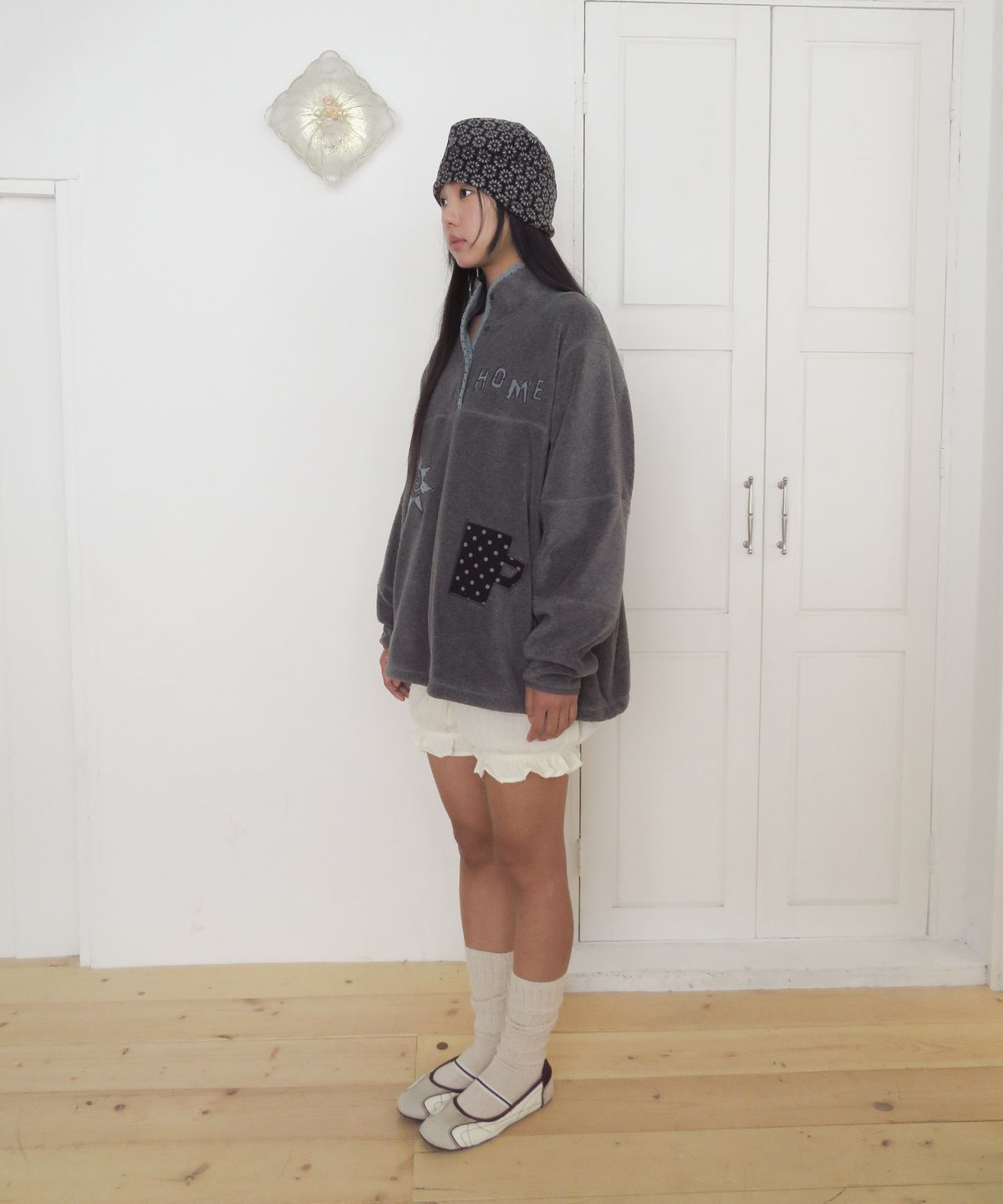 펀프롬펀(FUNFROMFUN) Flower Child Earmuff Beanie, Black