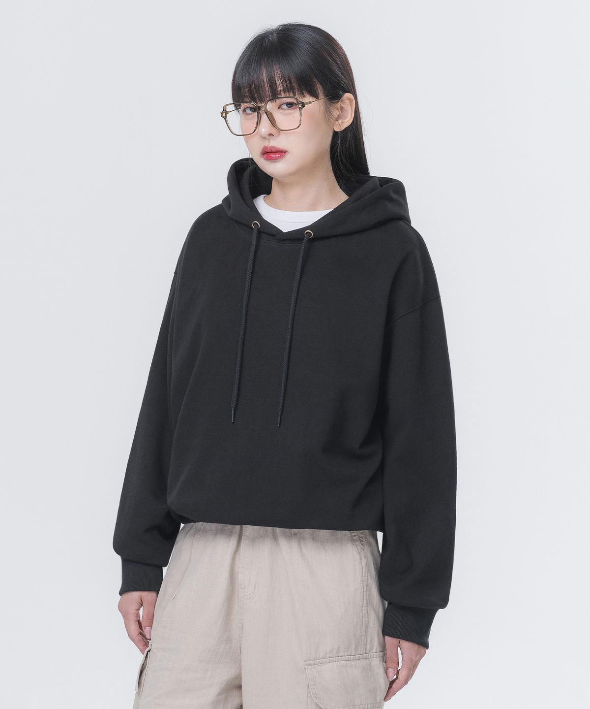 앨빈클로(ALVINCLO) 페이크 밴딩 자동넣입 후드 티셔츠 AVH332 (2 COLOR)