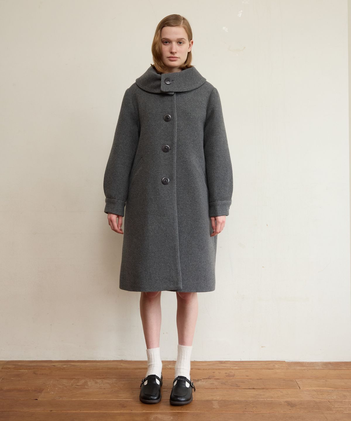 펀프롬펀(FUNFROMFUN) Sailor Collar Overfit Coat, Grey