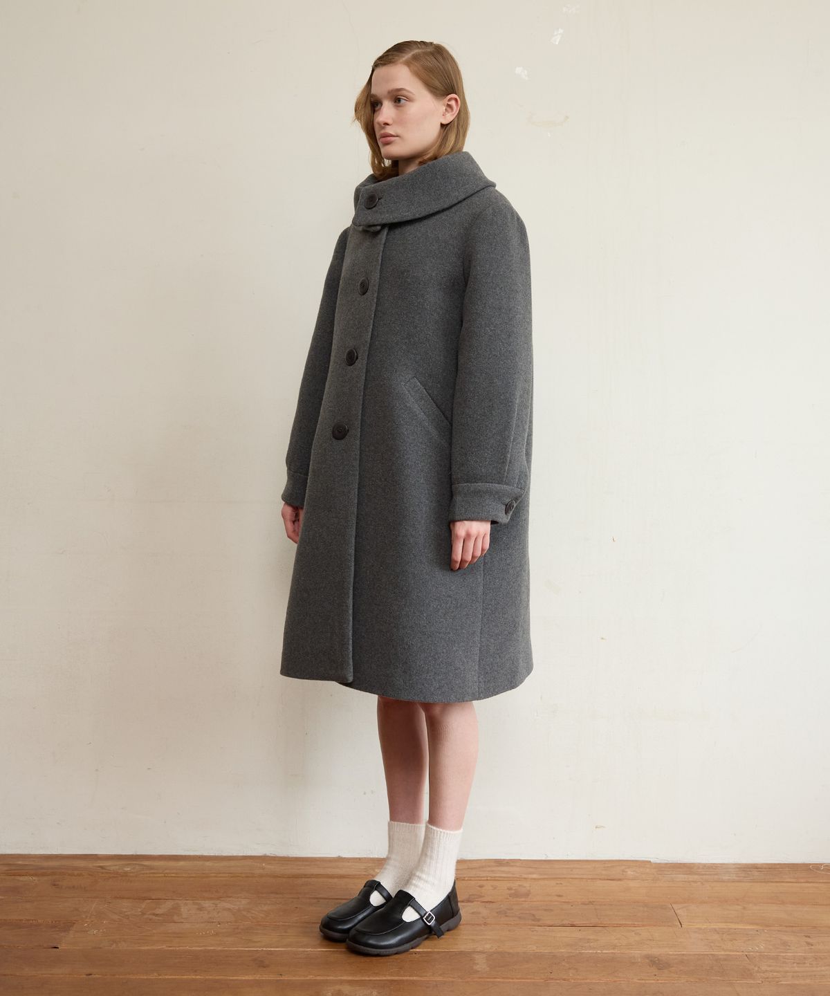 펀프롬펀(FUNFROMFUN) Sailor Collar Overfit Coat, Grey