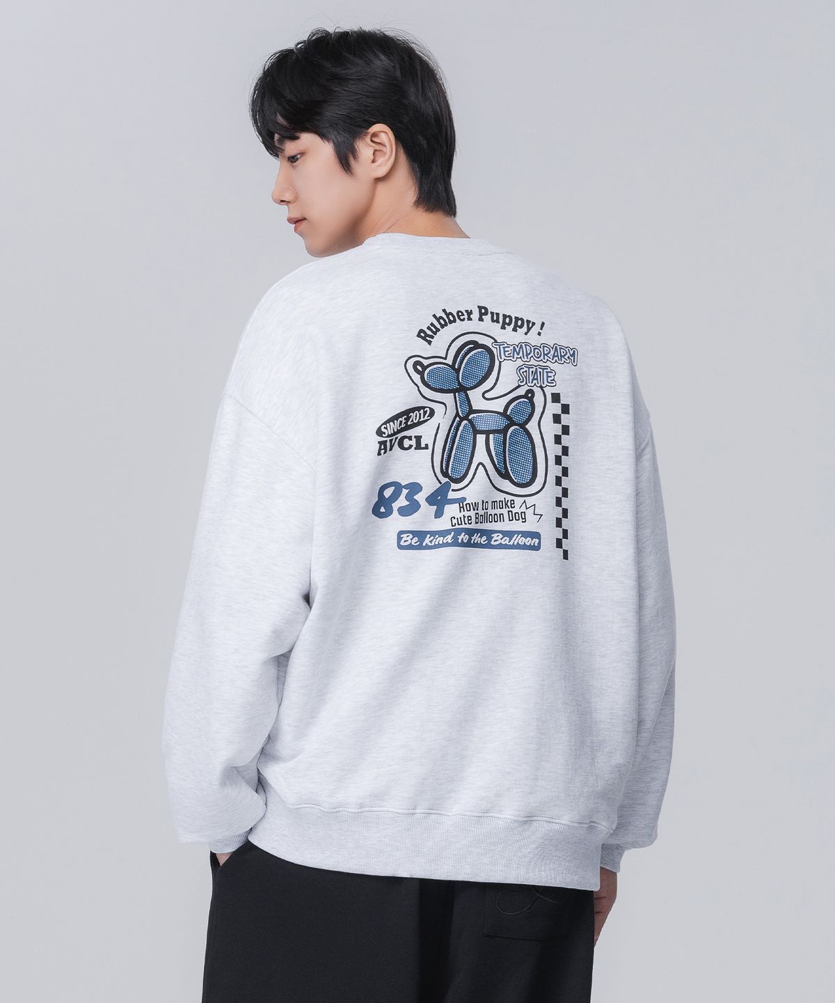앨빈클로(ALVINCLO) 러버퍼피 오버핏 맨투맨 MAR337 (2 COLOR)