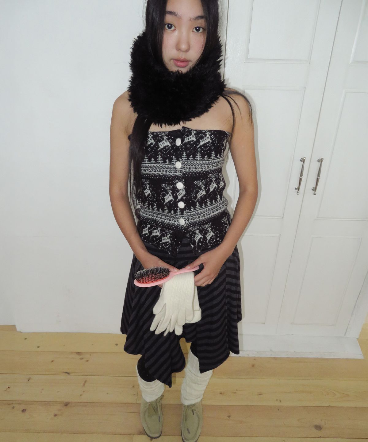 펀프롬펀(FUNFROMFUN) Nordic Buttons Bustier, Black