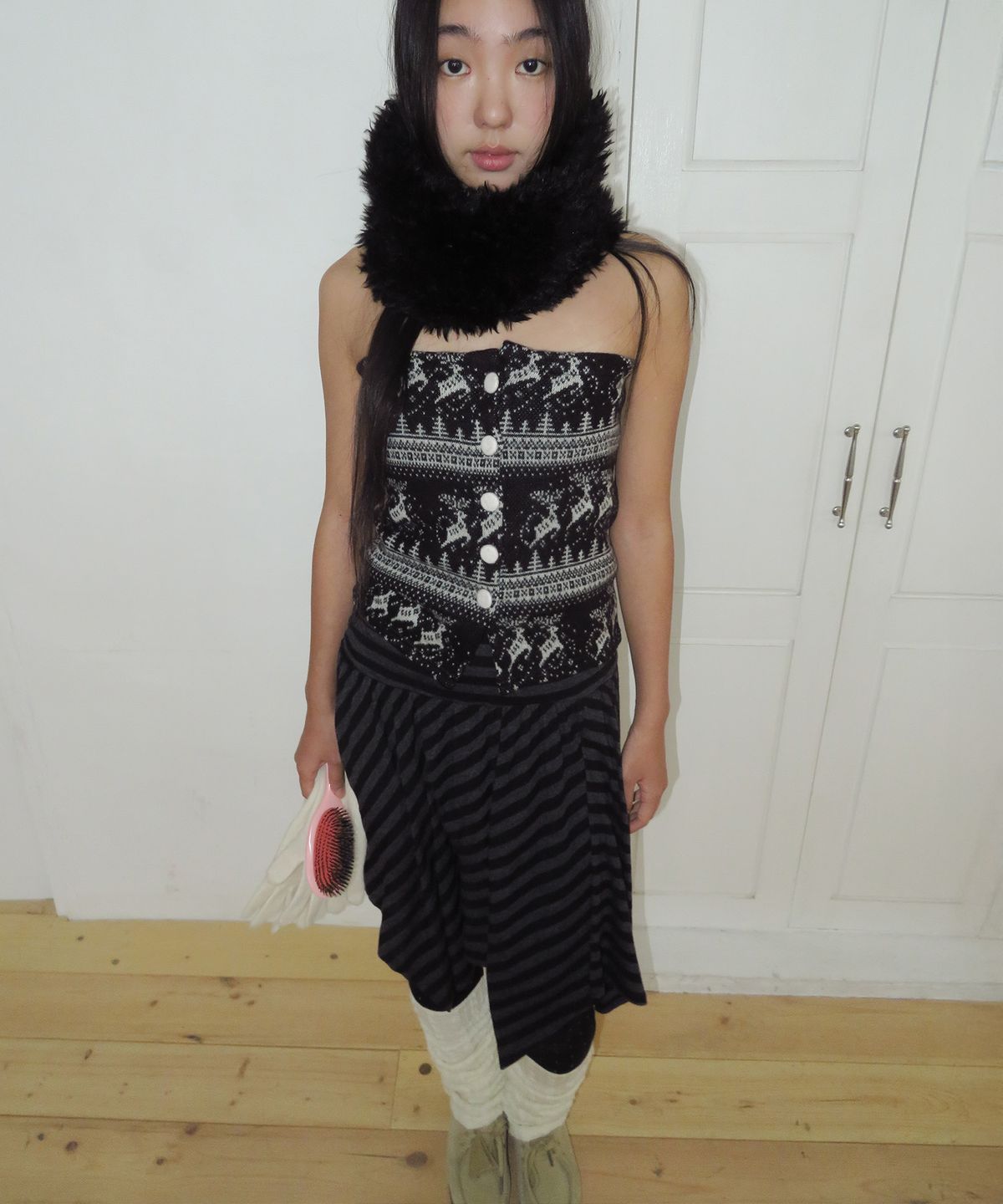 펀프롬펀(FUNFROMFUN) Nordic Buttons Bustier, Black