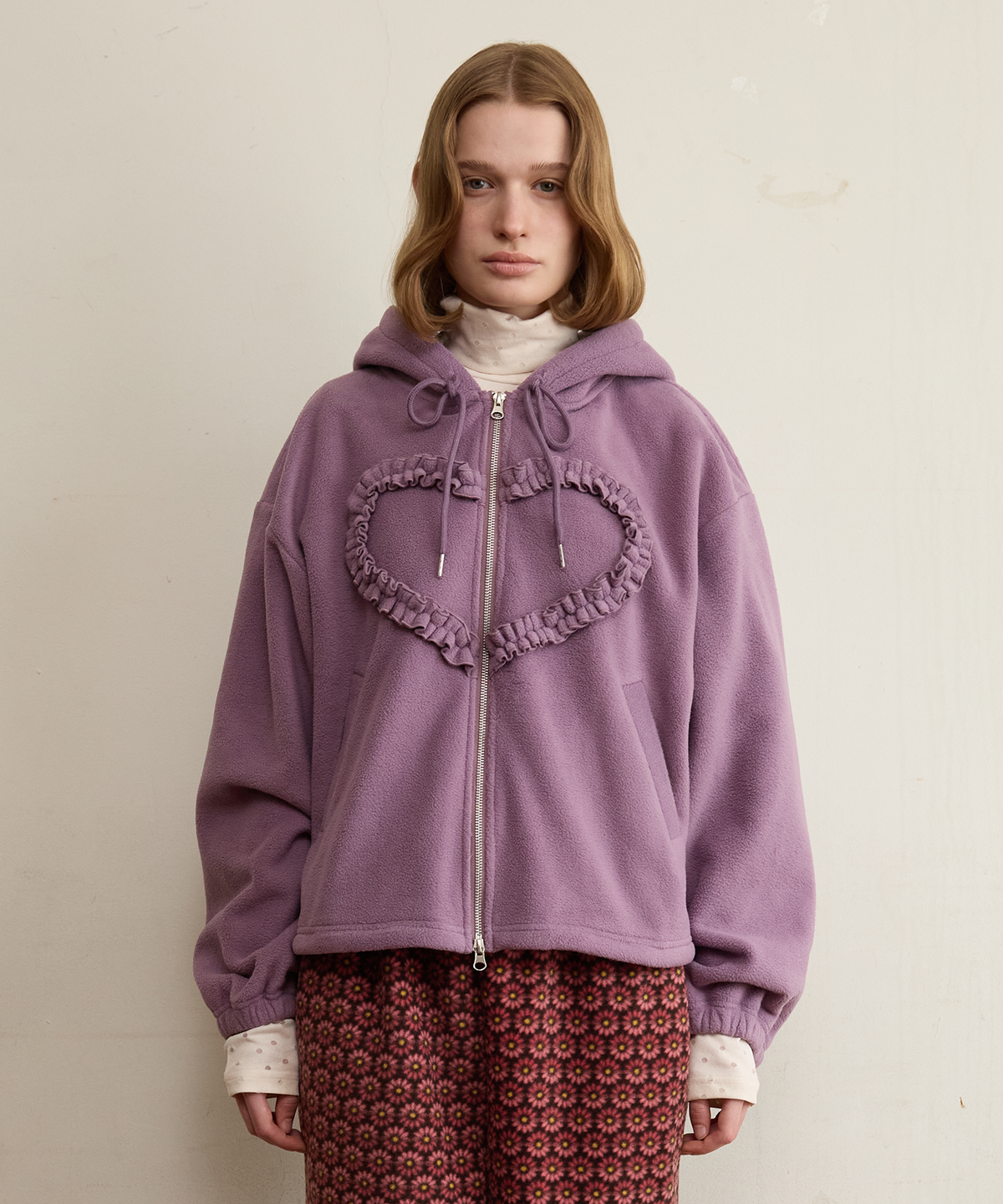 펀프롬펀(FUNFROMFUN) Frill Heart Hoodie, Violet