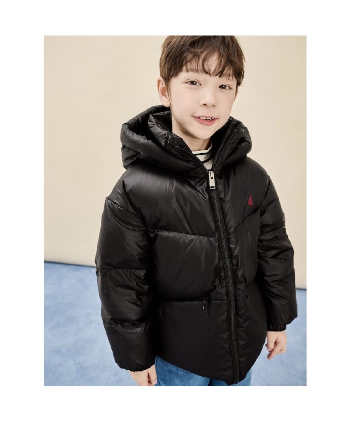 빈폴 키즈(BEANPOLE KIDS) 베이직 덕다운 푸퍼 숏패딩  블랙 (BI5X38U045)