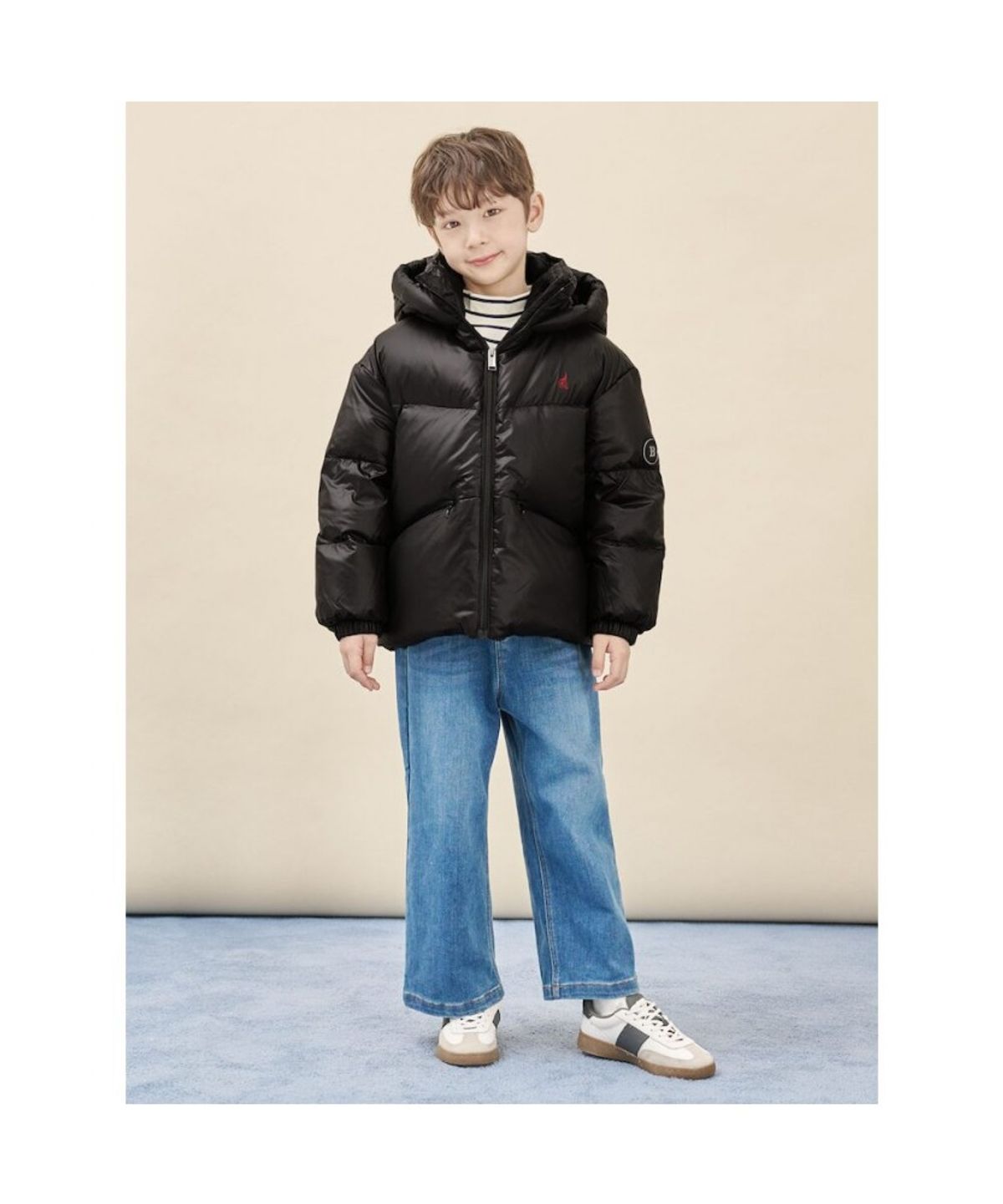 빈폴 키즈(BEANPOLE KIDS) 베이직 덕다운 푸퍼 숏패딩  블랙 (BI5X38U045)
