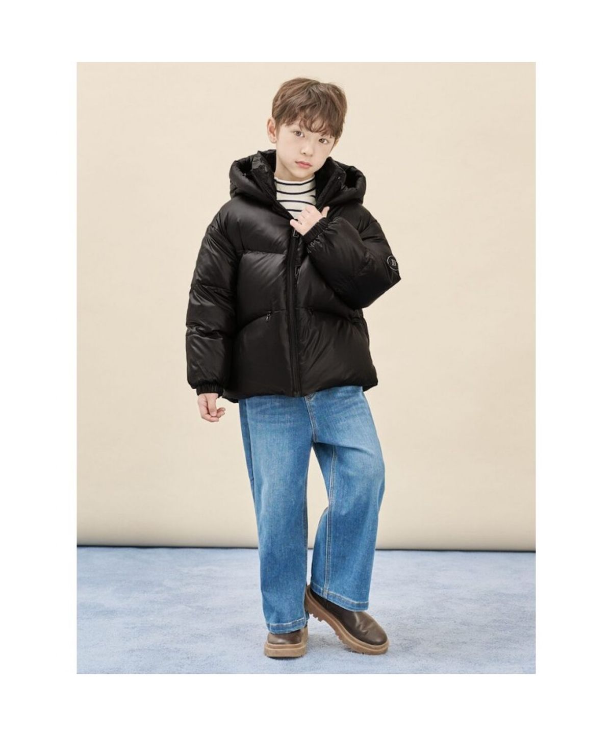 빈폴 키즈(BEANPOLE KIDS) 베이직 덕다운 푸퍼 숏패딩  블랙 (BI5X38U045)