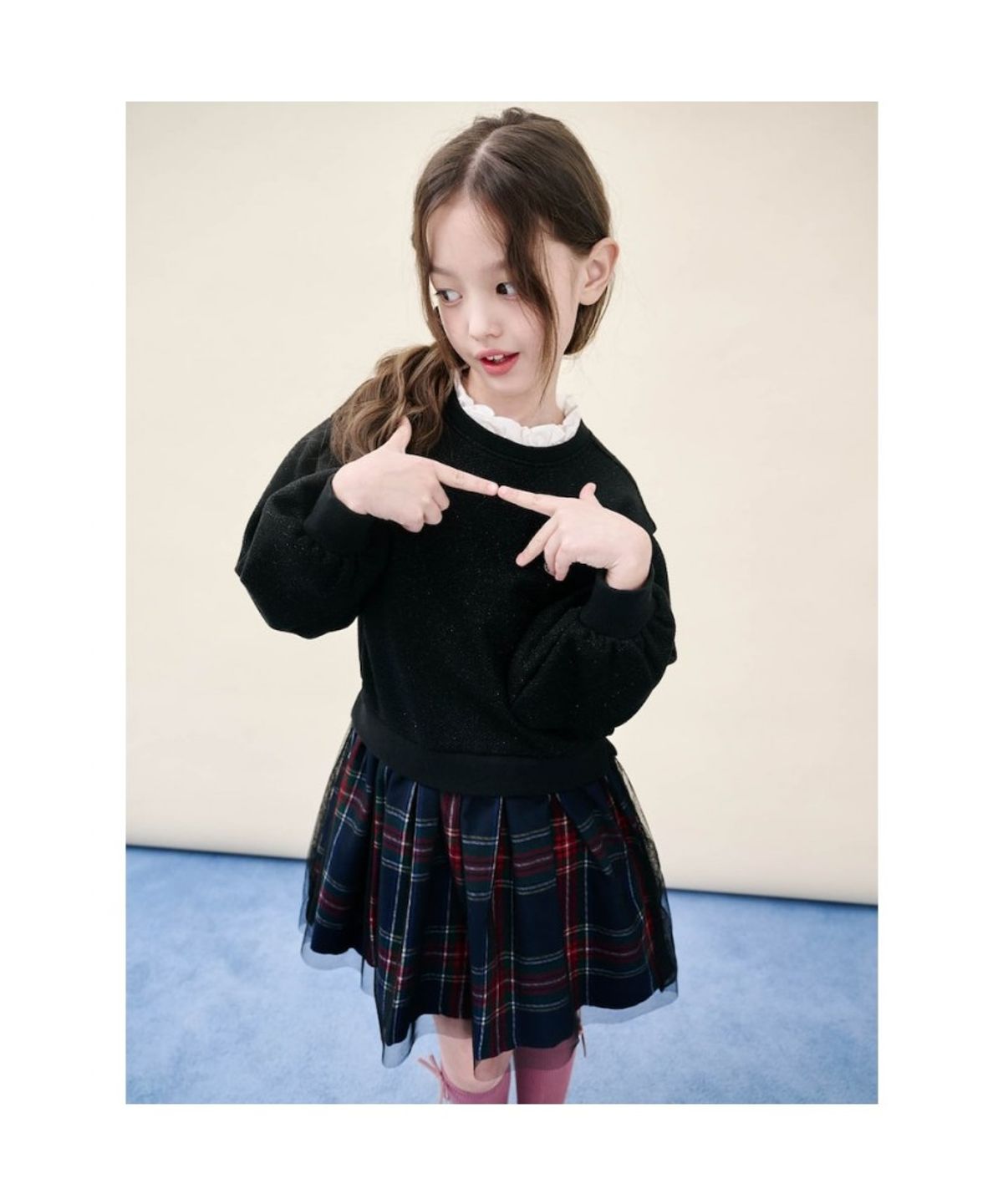 빈폴 키즈(BEANPOLE KIDS) [러블리 빙키 걸즈] 홀리데이 믹스 체크 원피스  블랙 (BI5X71G035)