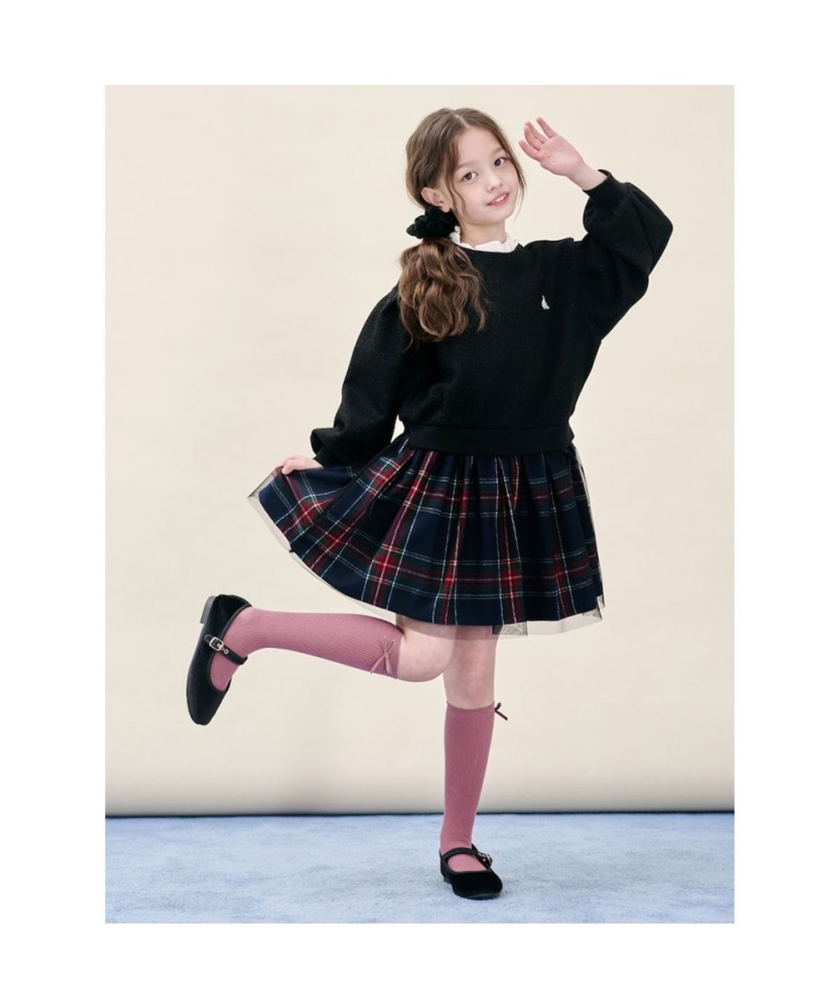 빈폴 키즈(BEANPOLE KIDS) [러블리 빙키 걸즈] 홀리데이 믹스 체크 원피스  블랙 (BI5X71G035)