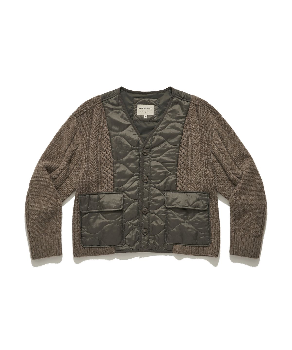 힐리먼트(HELEMENT) 여성 니트 퀼팅 자켓 (BROWN)