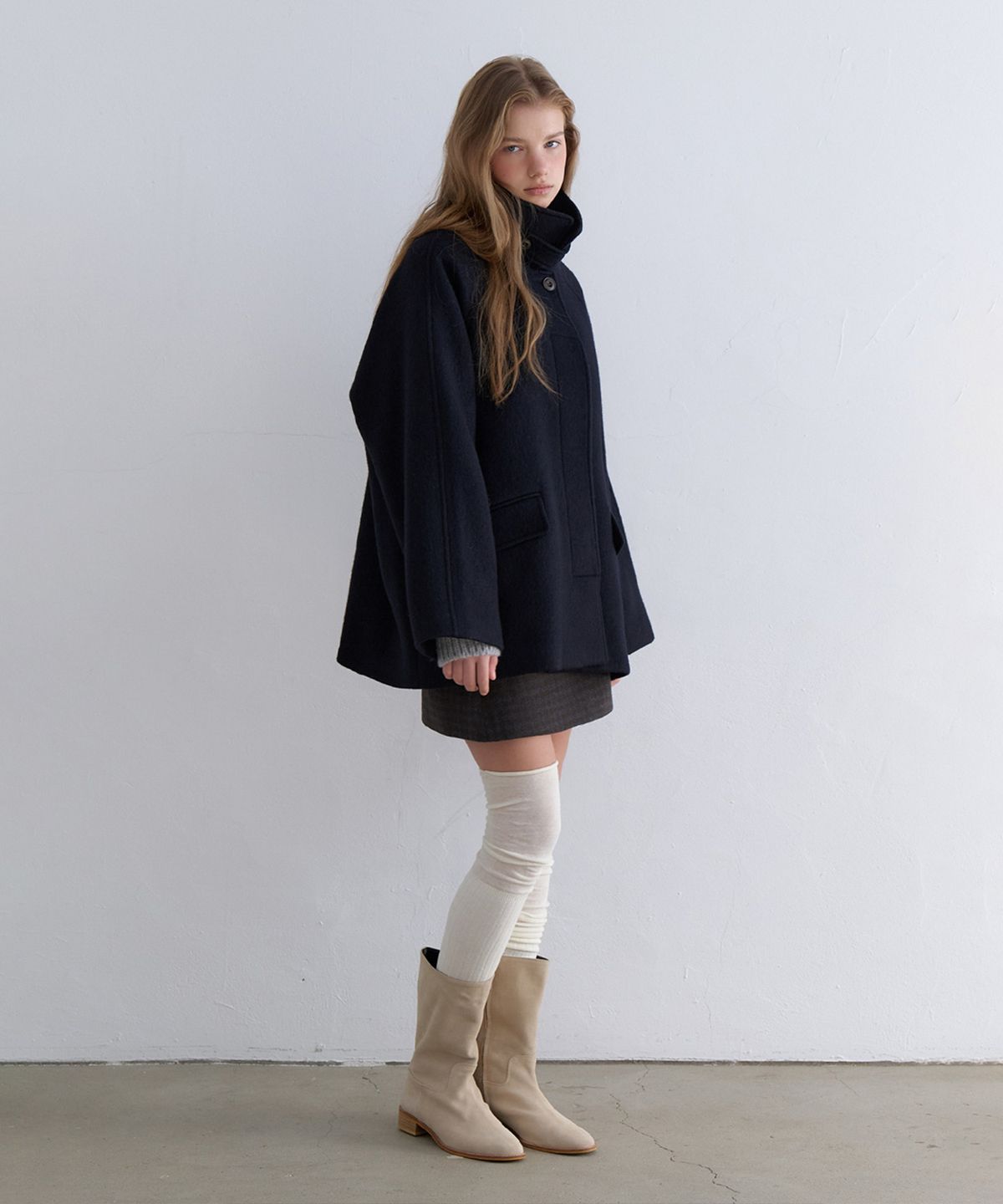 뮈르뮈르(MURMURE) 마레 하이넥 울 하프코트_Mare Wool Half Coat