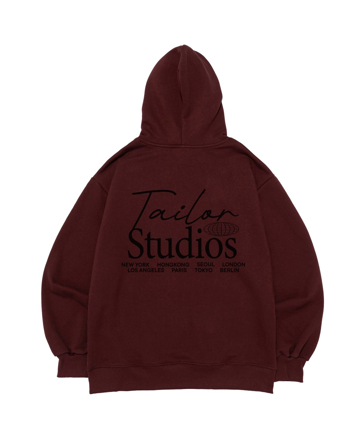테일러 스튜디오(TAILOR STUDIO) [기모/NO기모] 월드 시티 백포인트 후드티 (와인)