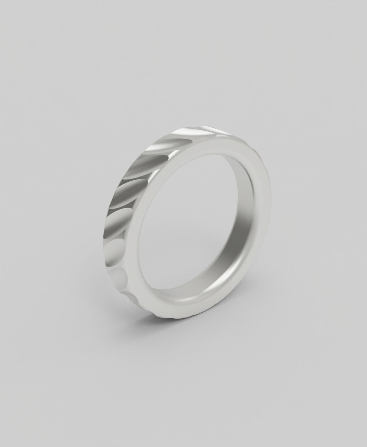 르네오브제(RENEOBJET) GRO WAVE(03) OBLIQUE RING [STERLING SILVER] 기하학 디자인 패턴 포인트 925 실버 반지
