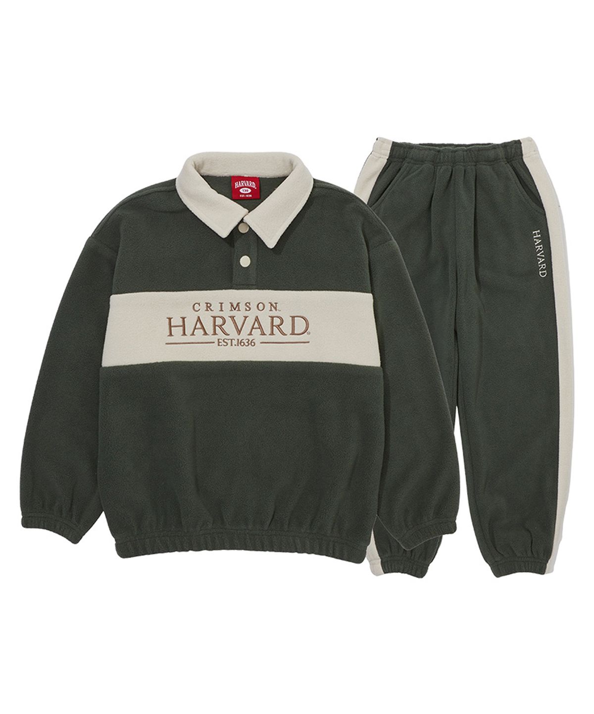 하버드 키즈(HARVARD KIDS) 배색 카라 플리스 셋업 B5W009