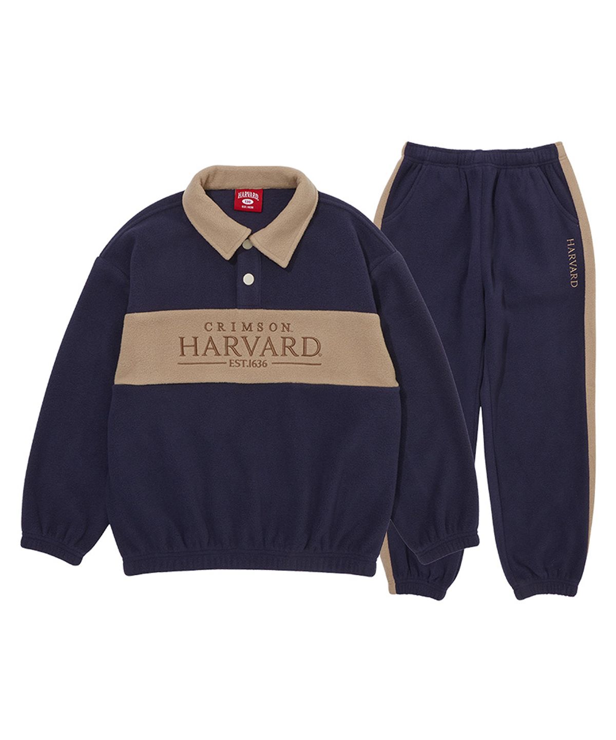 하버드 키즈(HARVARD KIDS) 배색 카라 플리스 셋업 B5W009