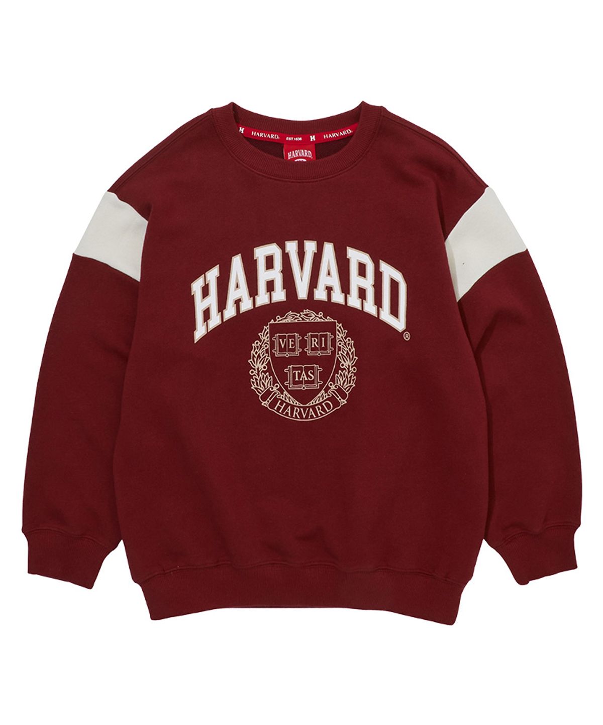 하버드 키즈(HARVARD KIDS) 데일리 소매 배색 기모 맨투맨 B5W006