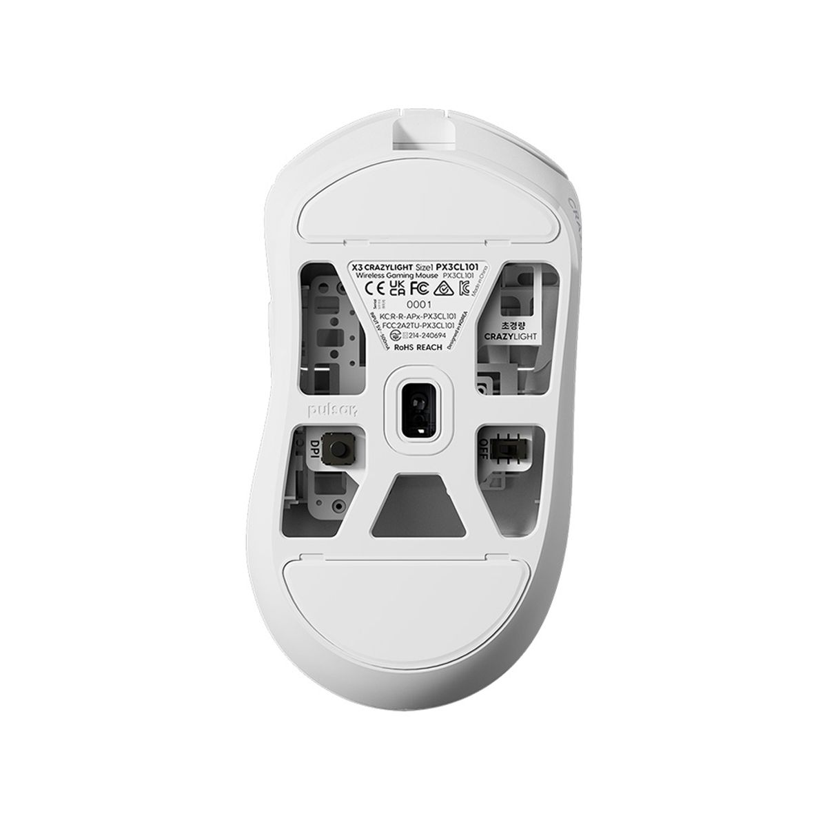 펄사(PULSAR) X3 LHD CrazyLight 무선 게이밍 마우스 미니 우유니화이트색상 왼손용 (PX3LCL102)