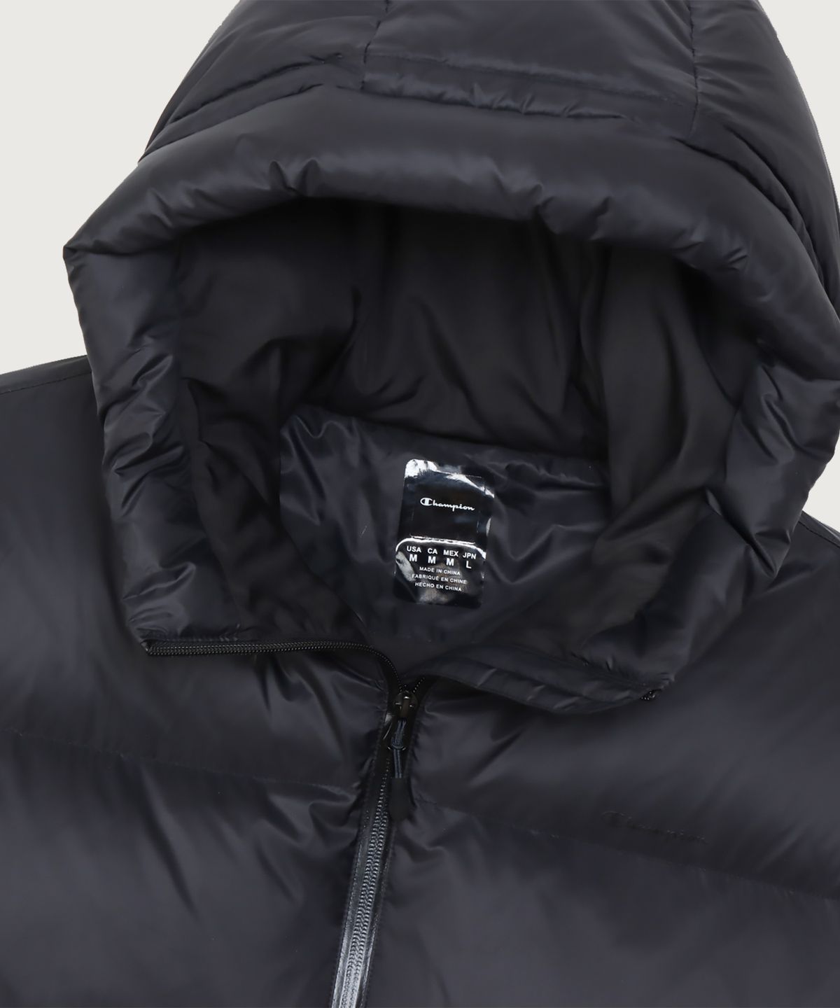 챔피온(CHAMPION) [Black Edition] 후드 푸퍼 다운 재킷 Off Black