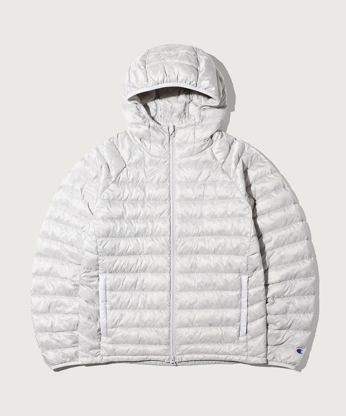 챔피온(CHAMPION) 후디드 라이트 다운 재킷 Light Grey
