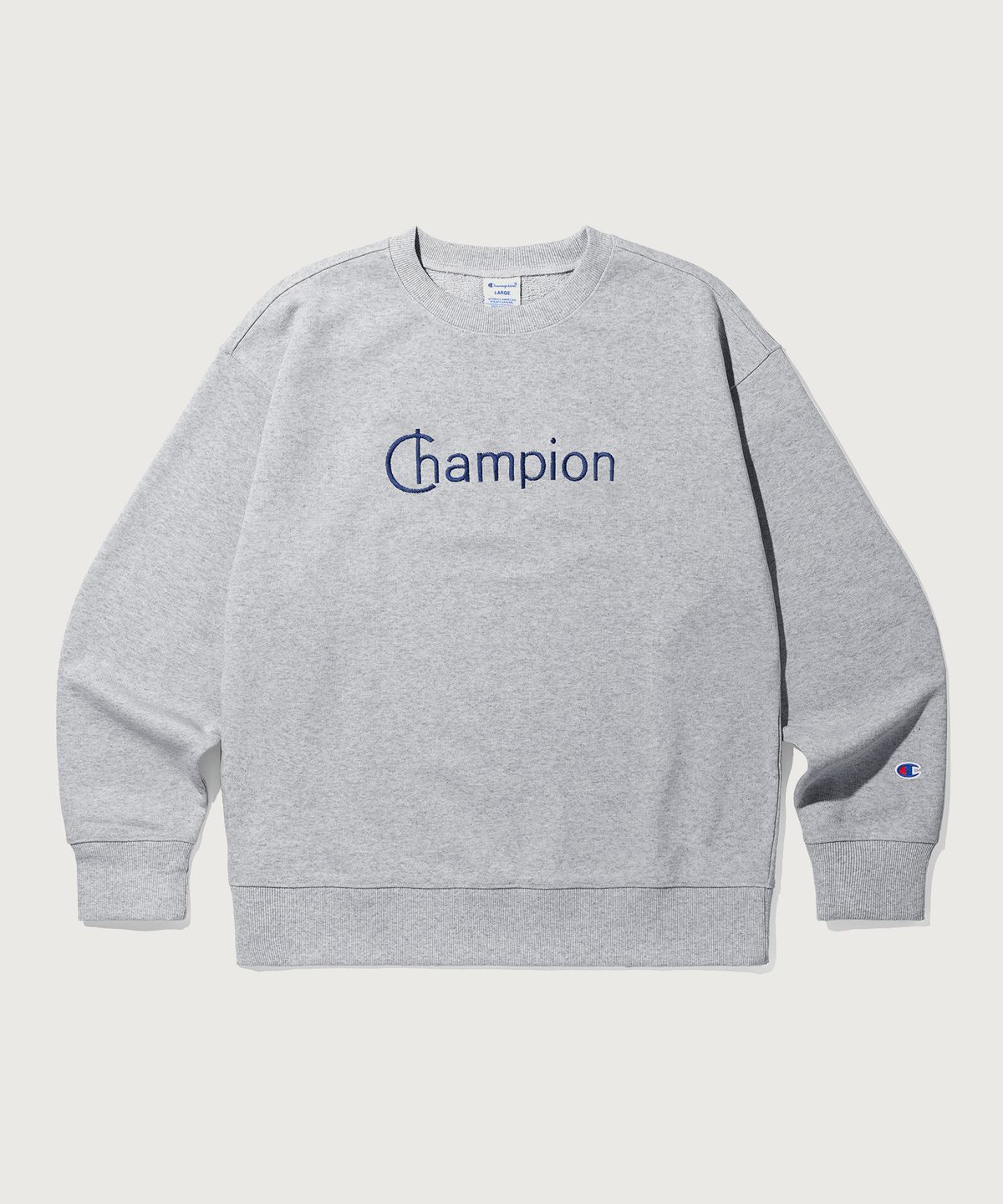 챔피온(CHAMPION) 그래픽 로고 루즈핏 스웨트셔츠 Grey