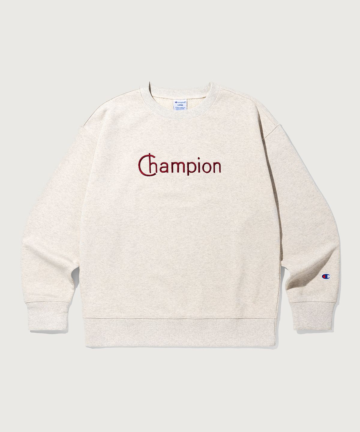 챔피온(CHAMPION) 그래픽 로고 루즈핏 스웨트셔츠 Oatmeal