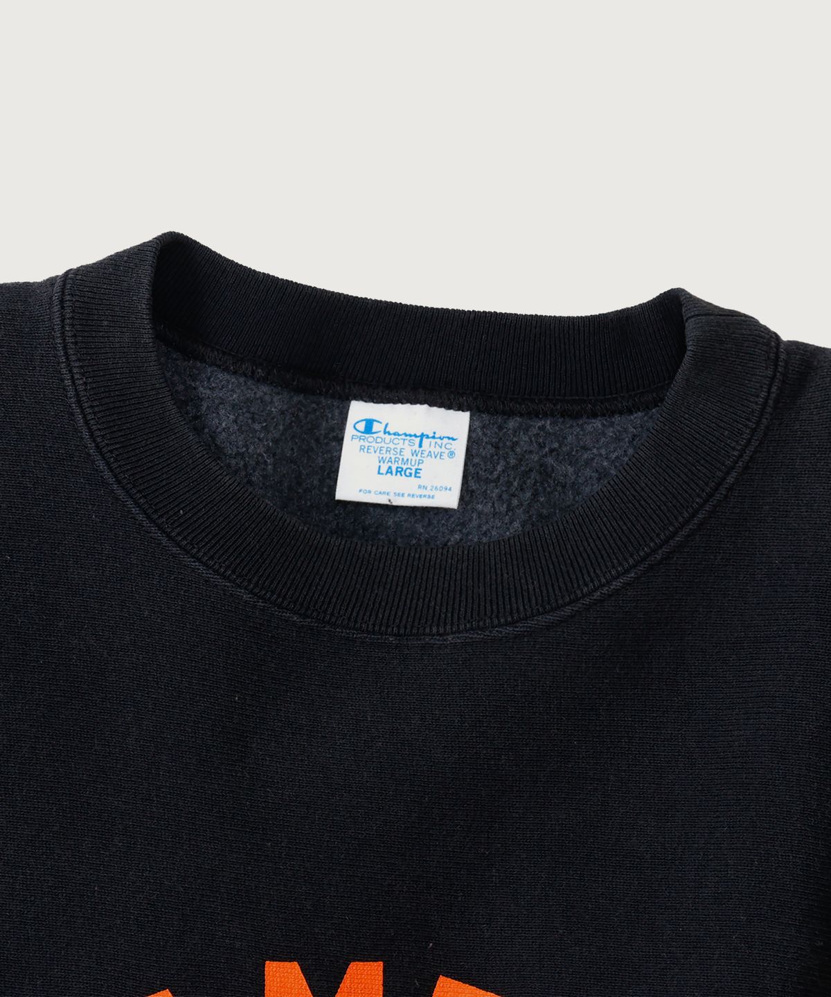 챔피온(CHAMPION) 리버스위브 BASEBALL 레귤러핏 기모 스웨트셔츠 Off Black