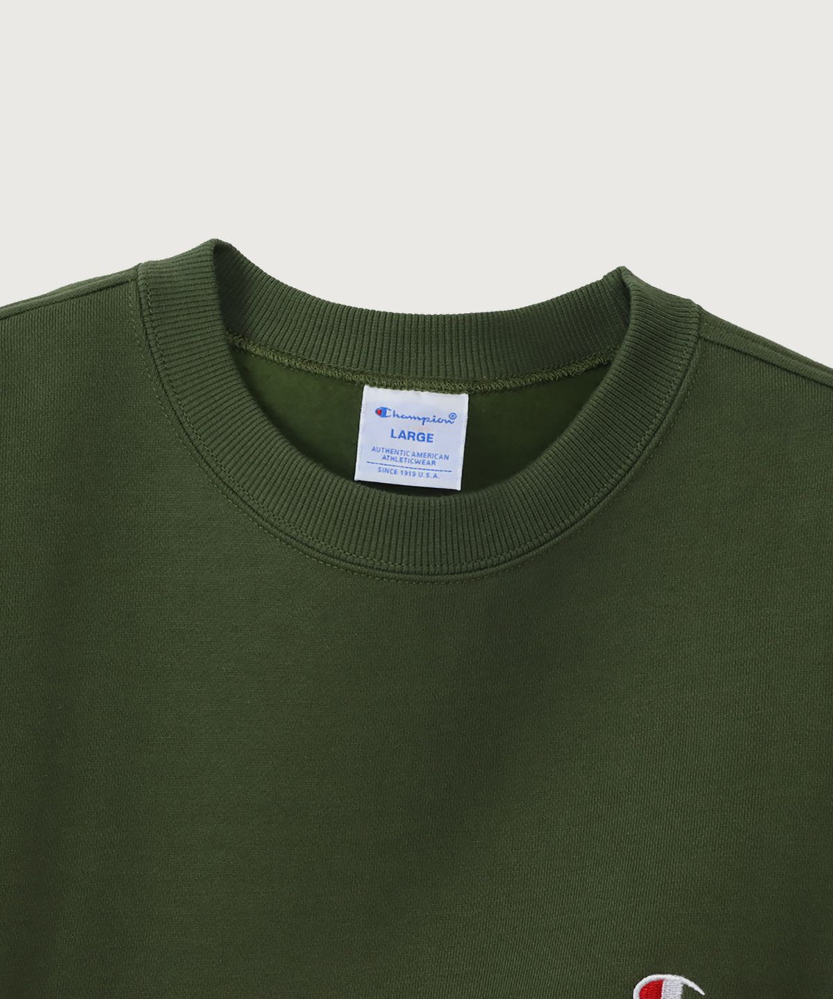 챔피온(CHAMPION) C로고 레귤러핏 크루넥 스웨트셔츠 Olive