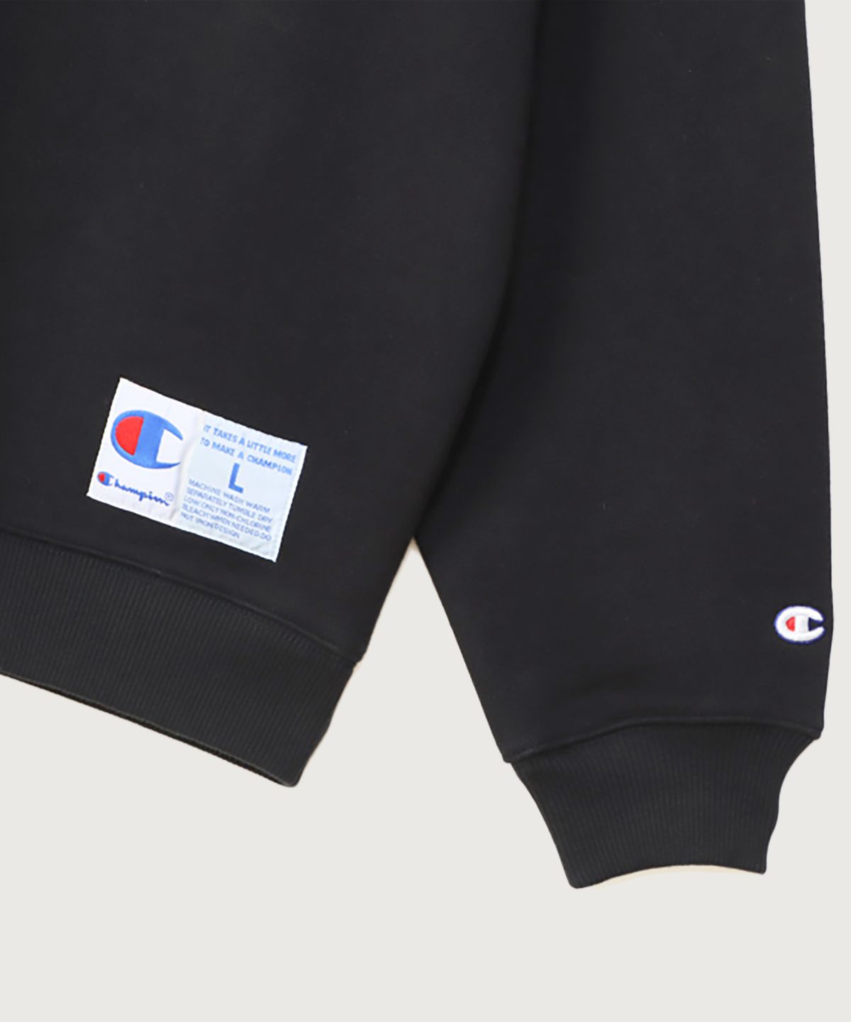 챔피온(CHAMPION) C로고 오버핏 조그택 스웨트셔츠 Black