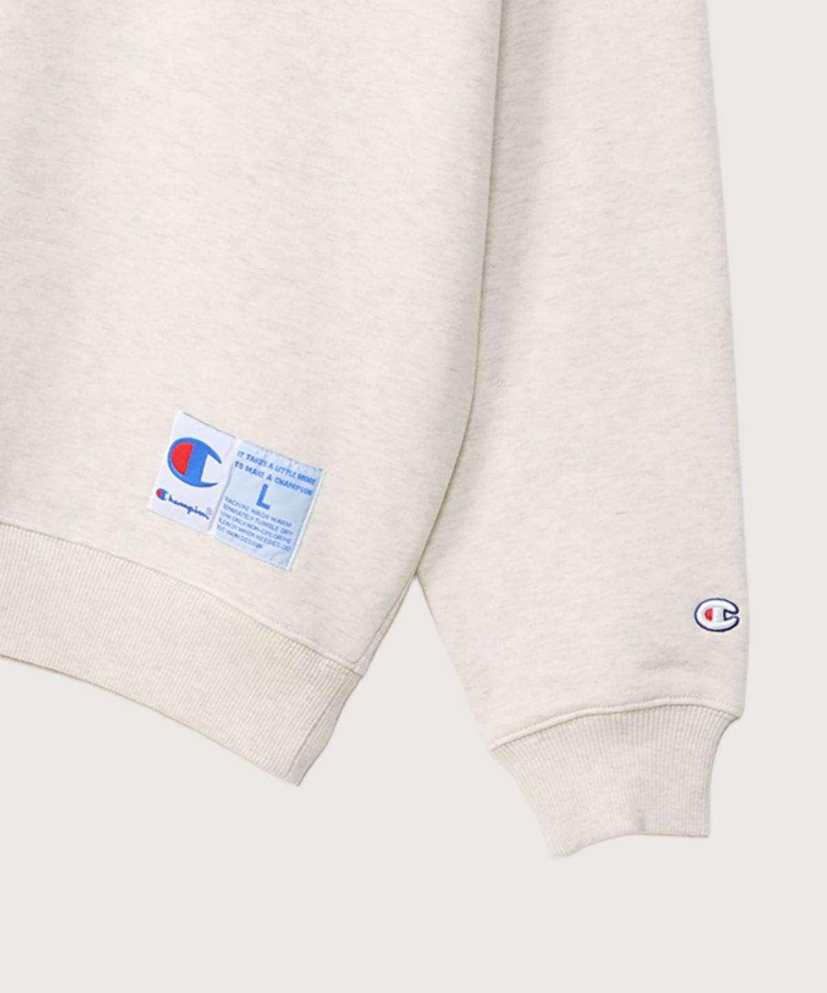 챔피온(CHAMPION) C로고 오버핏 조그택 스웨트셔츠 Oatmeal