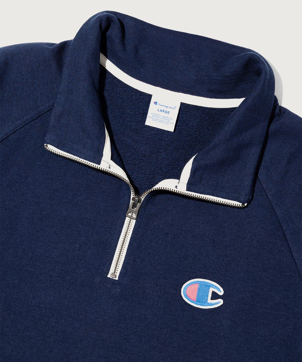 챔피온(CHAMPION) 헤리티지 로고 루즈핏 하프 집업 Navy