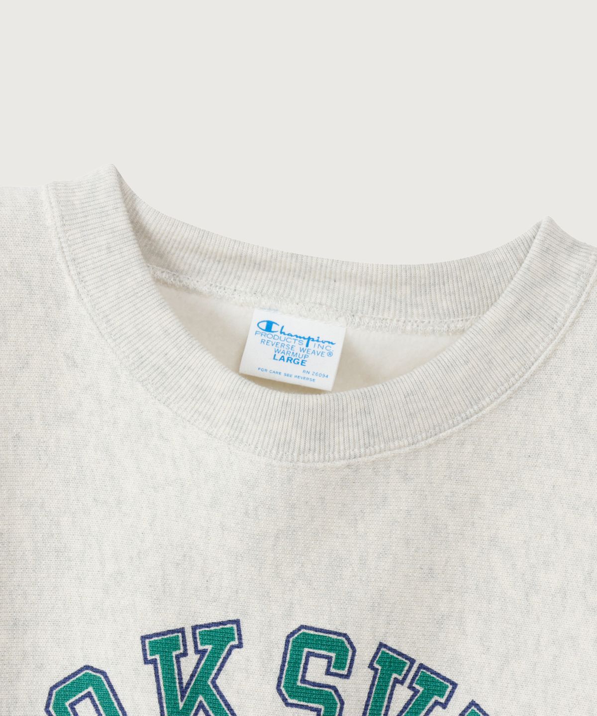 챔피온(CHAMPION) 리버스위브 블루택 루즈핏 시티 스웨트셔츠 Oatmeal