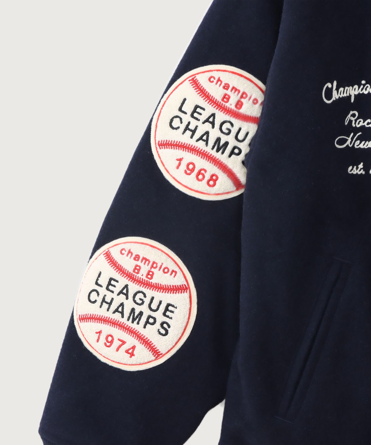 챔피온(CHAMPION) C로고 어워드 바시티 재킷 Navy