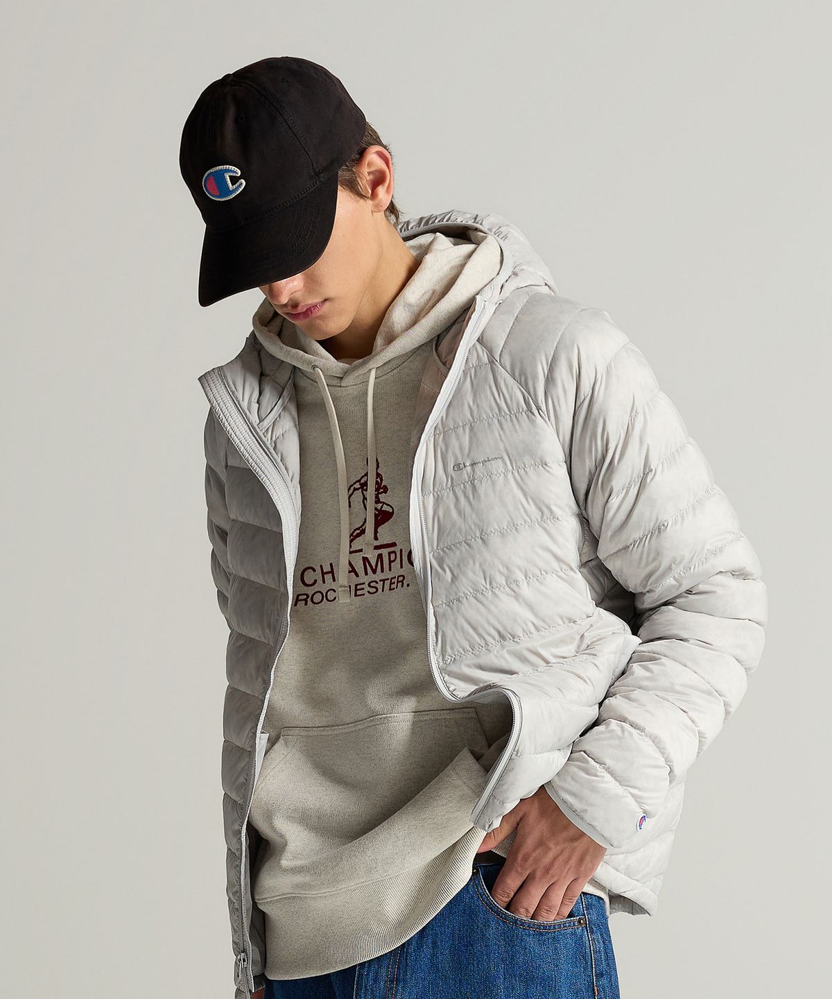 챔피온(CHAMPION) 빅 C로고 워시드 볼캡 Black