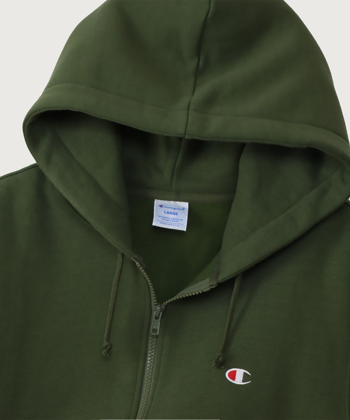 챔피온(CHAMPION) C로고 레귤러핏 후드 집업 Olive