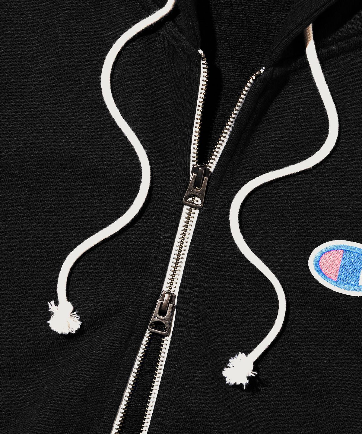 챔피온(CHAMPION) 헤리티지 로고 루즈핏 후드 집업 Black