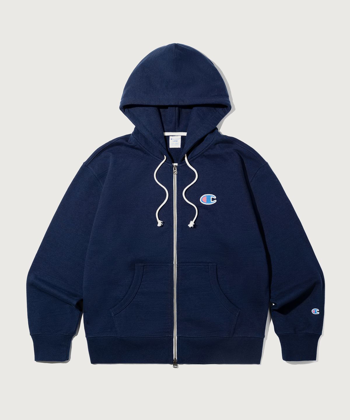 챔피온(CHAMPION) 헤리티지 로고 루즈핏 후드 집업 Navy