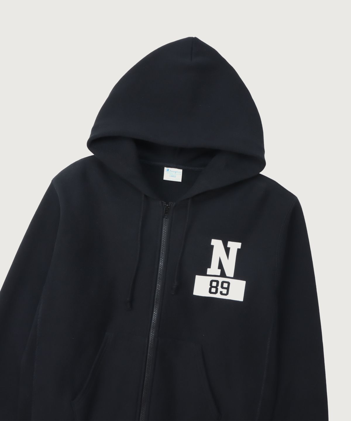 챔피온(CHAMPION) 리버스위브 블루택 루즈핏 시티 후드 집업 Black