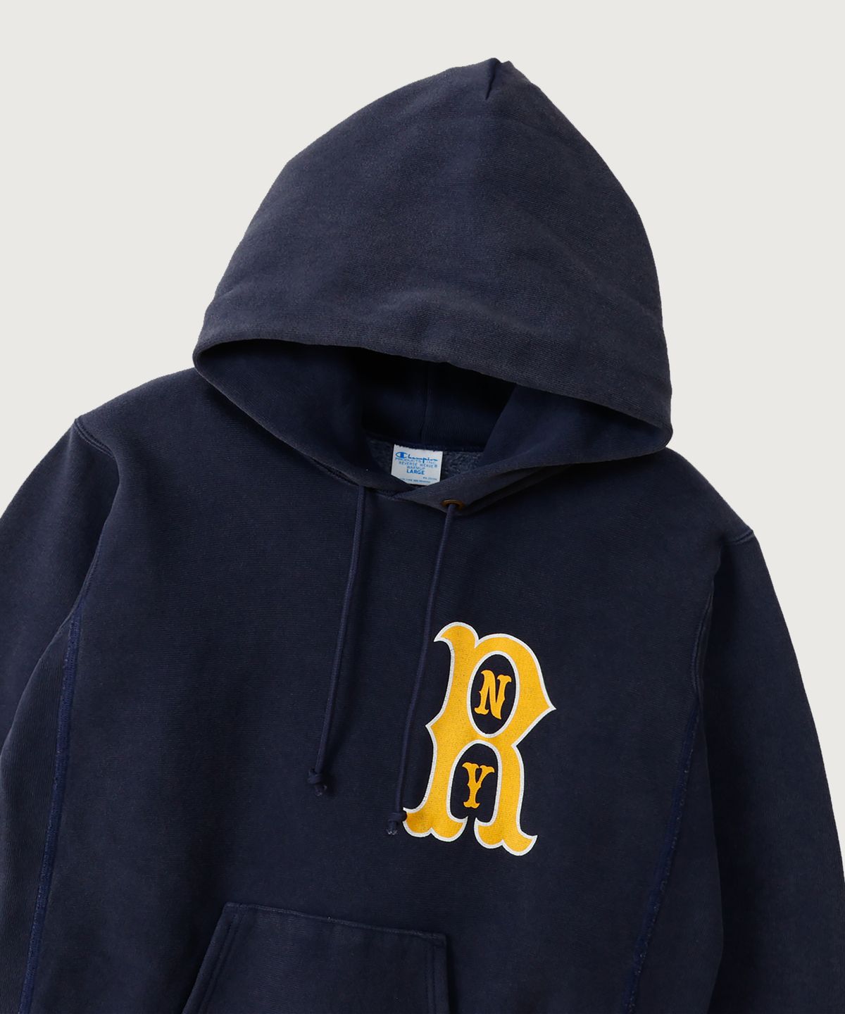 챔피온(CHAMPION) 리버스위브 ROCHESTER 레귤러핏 R로고 기모 후드 티셔츠 Midnight Blue