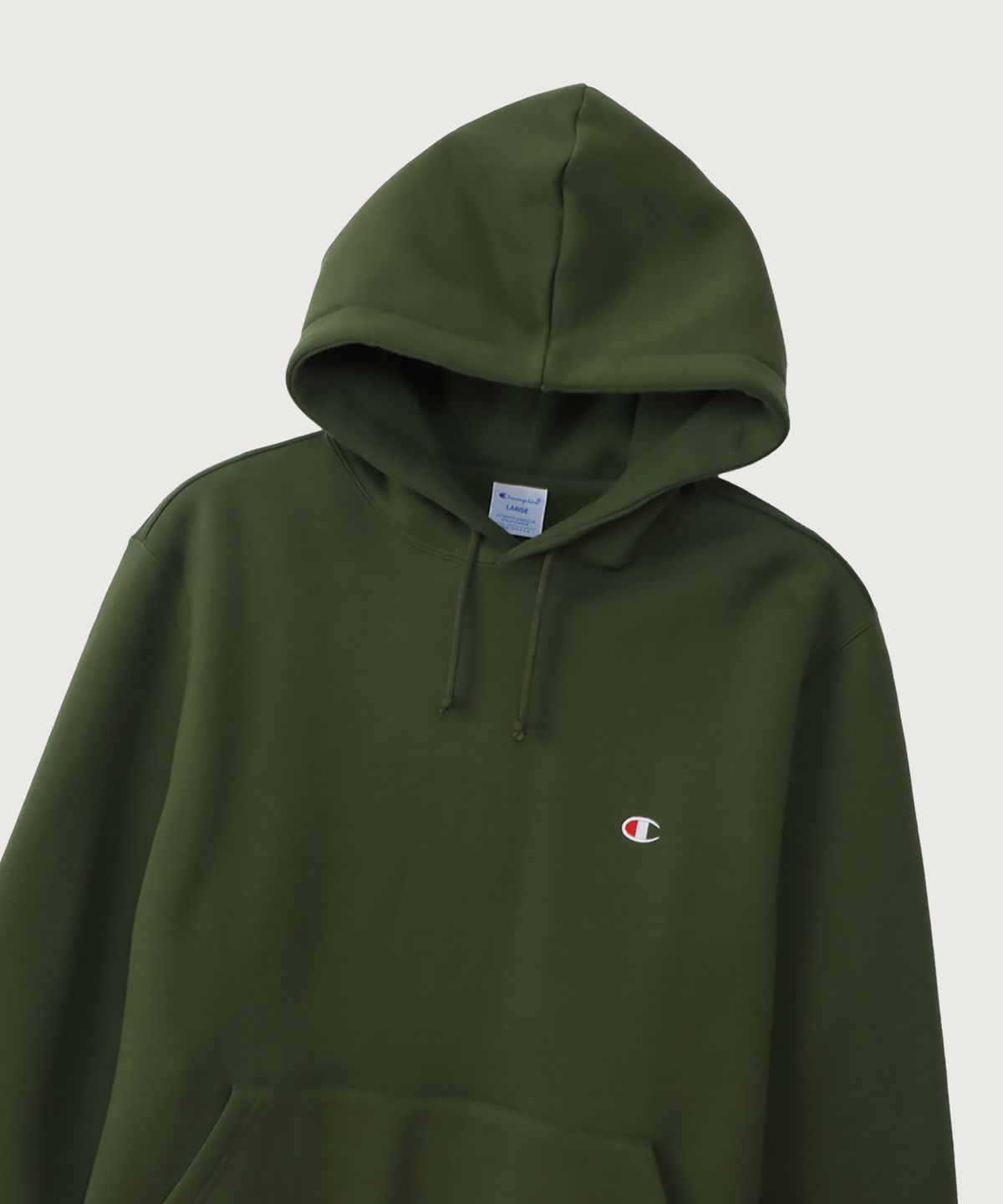 챔피온(CHAMPION) C로고 레귤러핏 후드 티셔츠 Olive