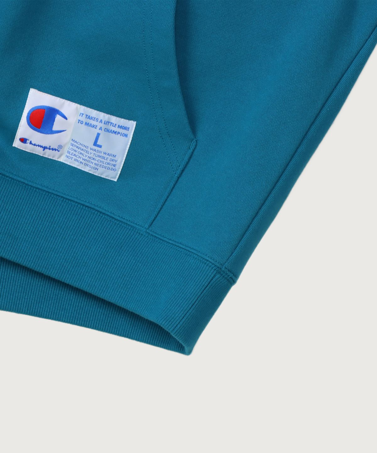 챔피온(CHAMPION) C로고 오버핏 조그택 후드 티셔츠 Blue Green