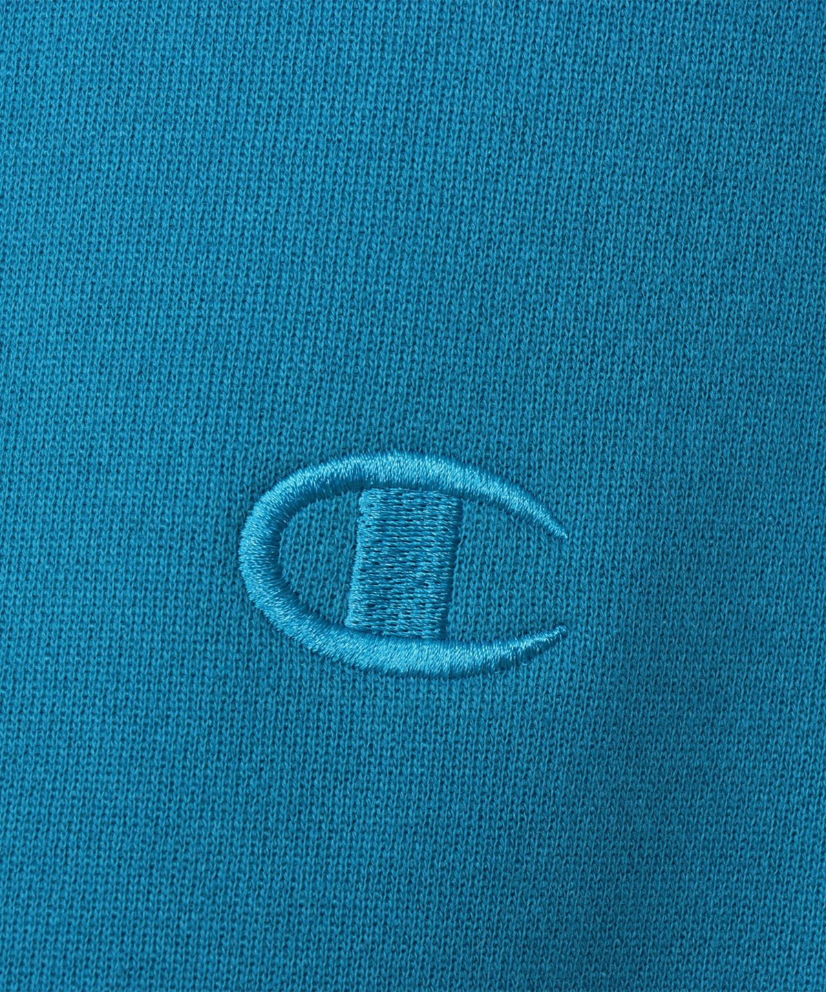 챔피온(CHAMPION) C로고 오버핏 조그택 후드 티셔츠 Blue Green