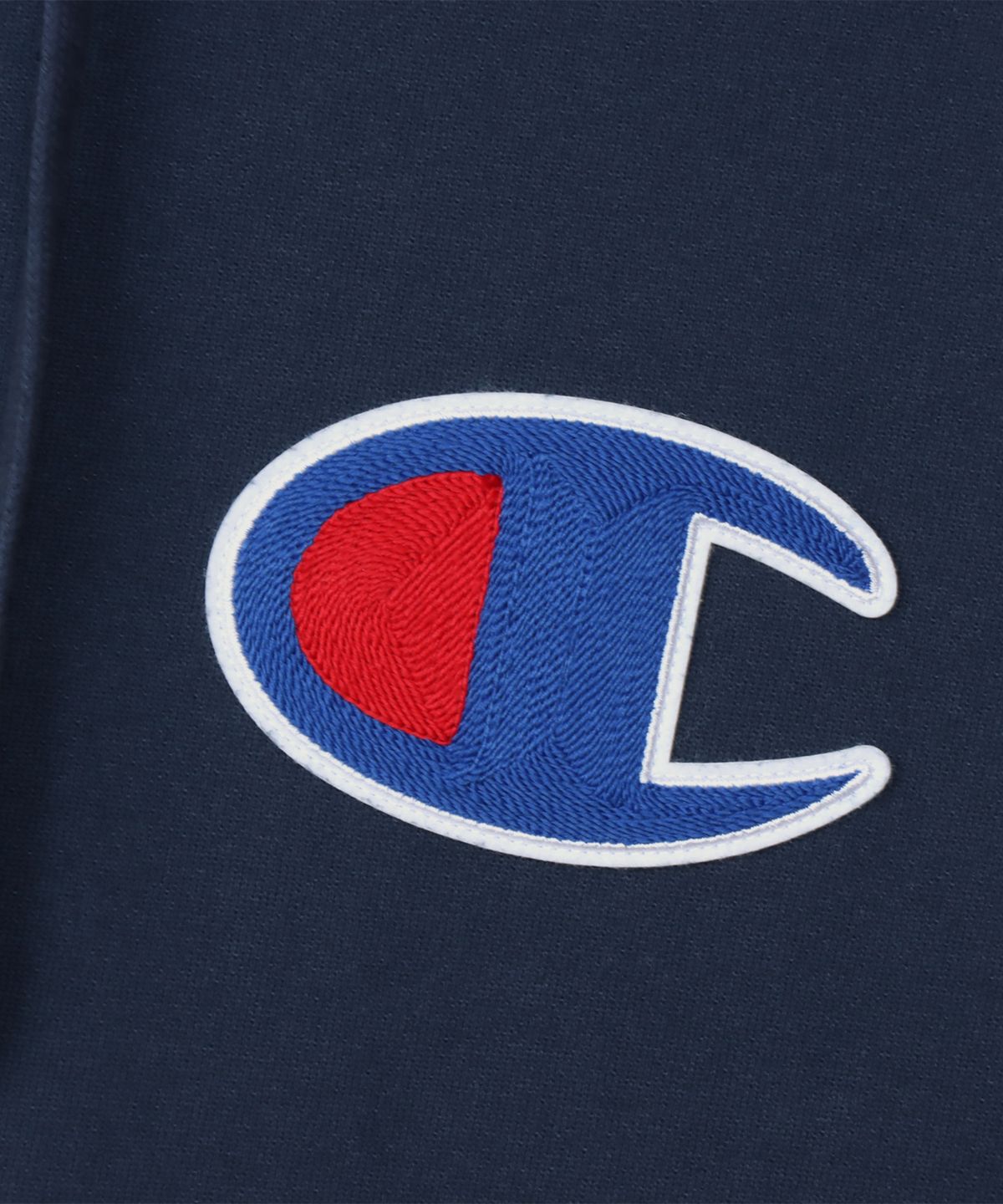 챔피온(CHAMPION) 빅 C로고 오버핏 조그택 후드 티셔츠 Navy