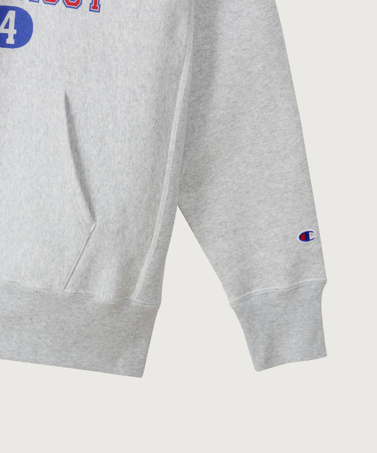 챔피온(CHAMPION) 리버스위브 블루택 루즈핏 컬리지 후드 티셔츠 Silver Grey