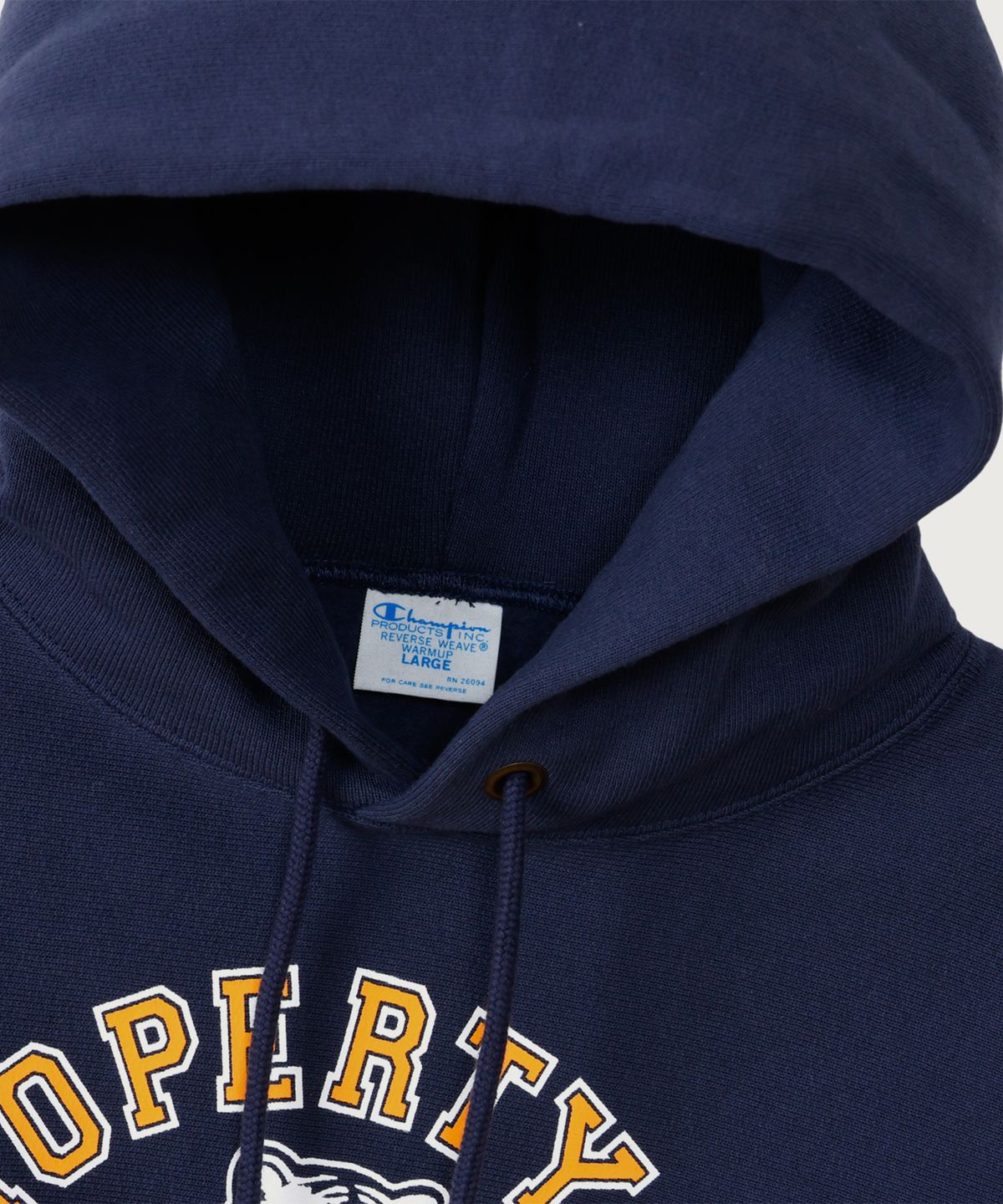 챔피온(CHAMPION) 리버스위브 블루택 루즈핏 컬리지 후드 티셔츠 Dark Navy