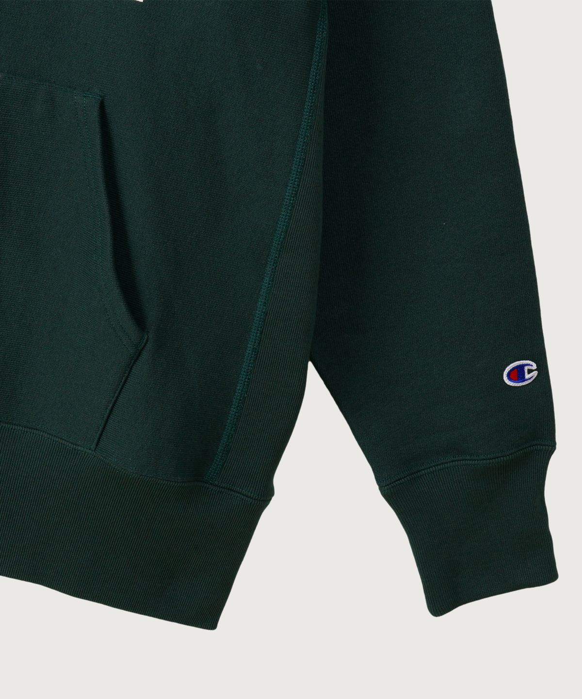 챔피온(CHAMPION) 리버스위브 블루택 루즈핏 컬리지 후드 티셔츠 Dark Green
