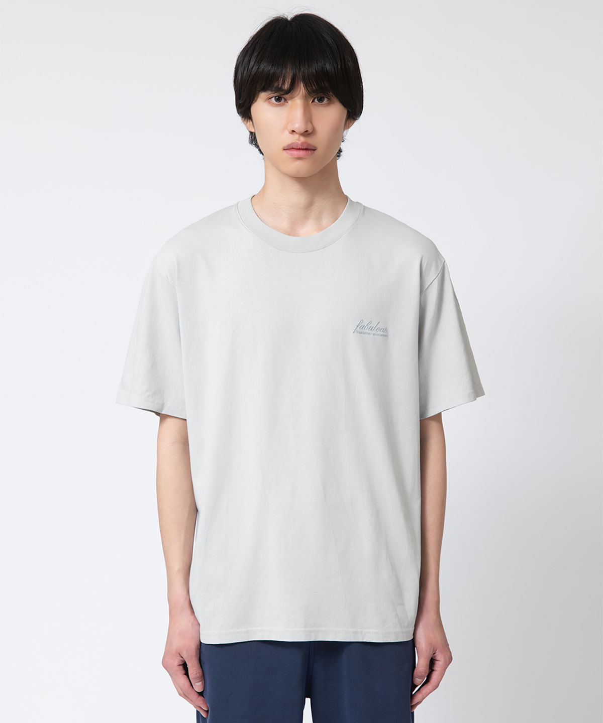 파버(FABEUR) LETTERING EMBROIDERED T-SHIRT (ASH GREY)